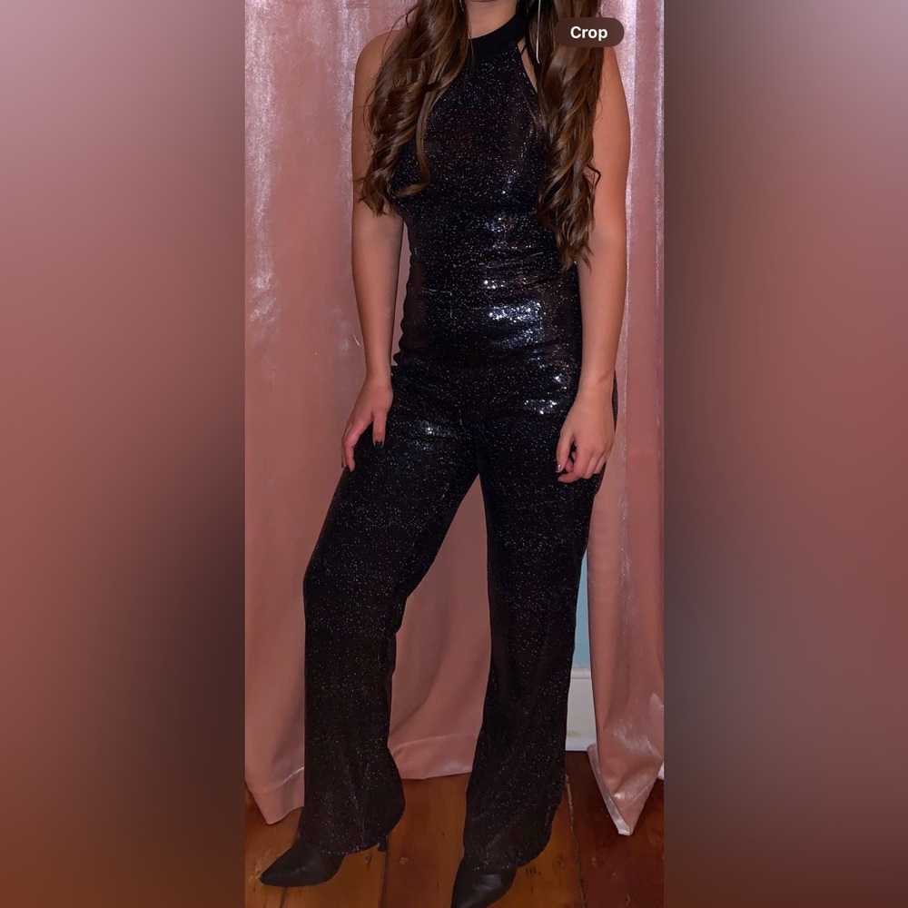 Elegant Black Sequin Jumpsuit